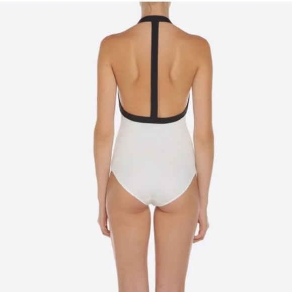 NEW Valentino Two Tone Plunge Neck One-Piece Swimsuit - Picture 3 of 7